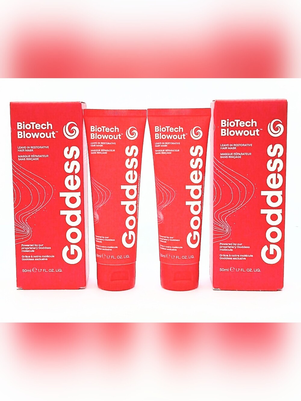 NEW 2 Pack Goddess BioTech Blowout Leave-In Restorative Hair Mask 1.7 oz 50 mL
